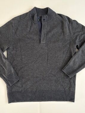 Raffi Cashmere and Wool Blend Quarter Zip Sweater - Size L - Mens